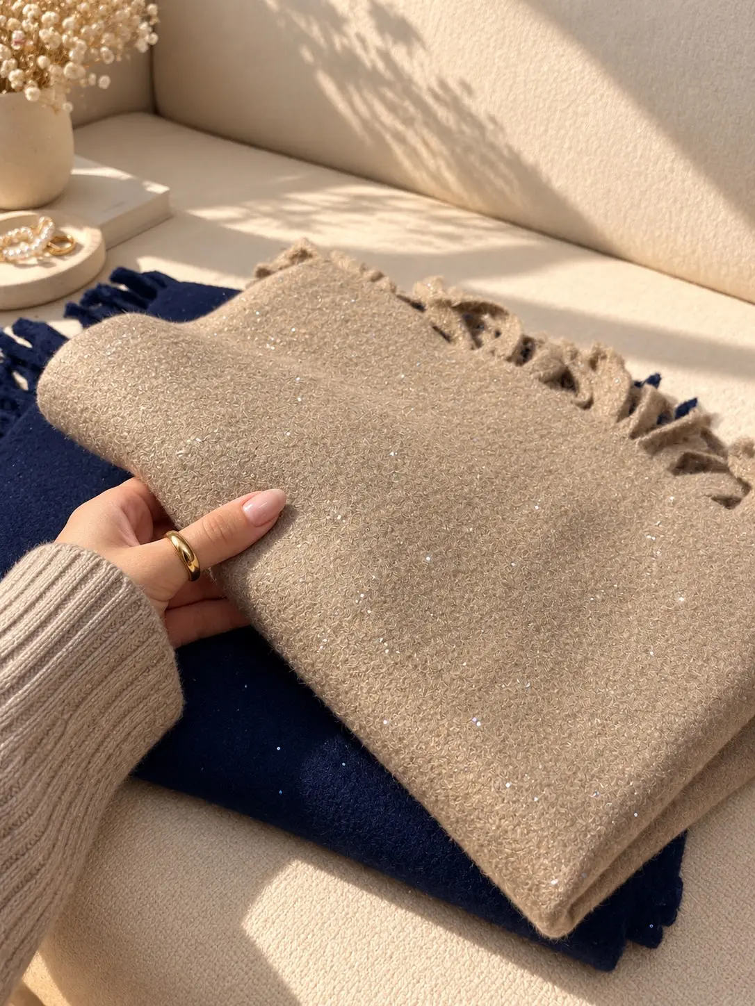 شال موهر پشمی رز